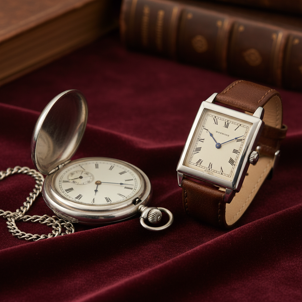 Vintage manual wind watch on dark velvet surface